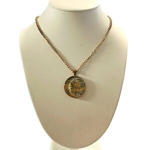 Gold Map Pendant Nautical Chart Necklace